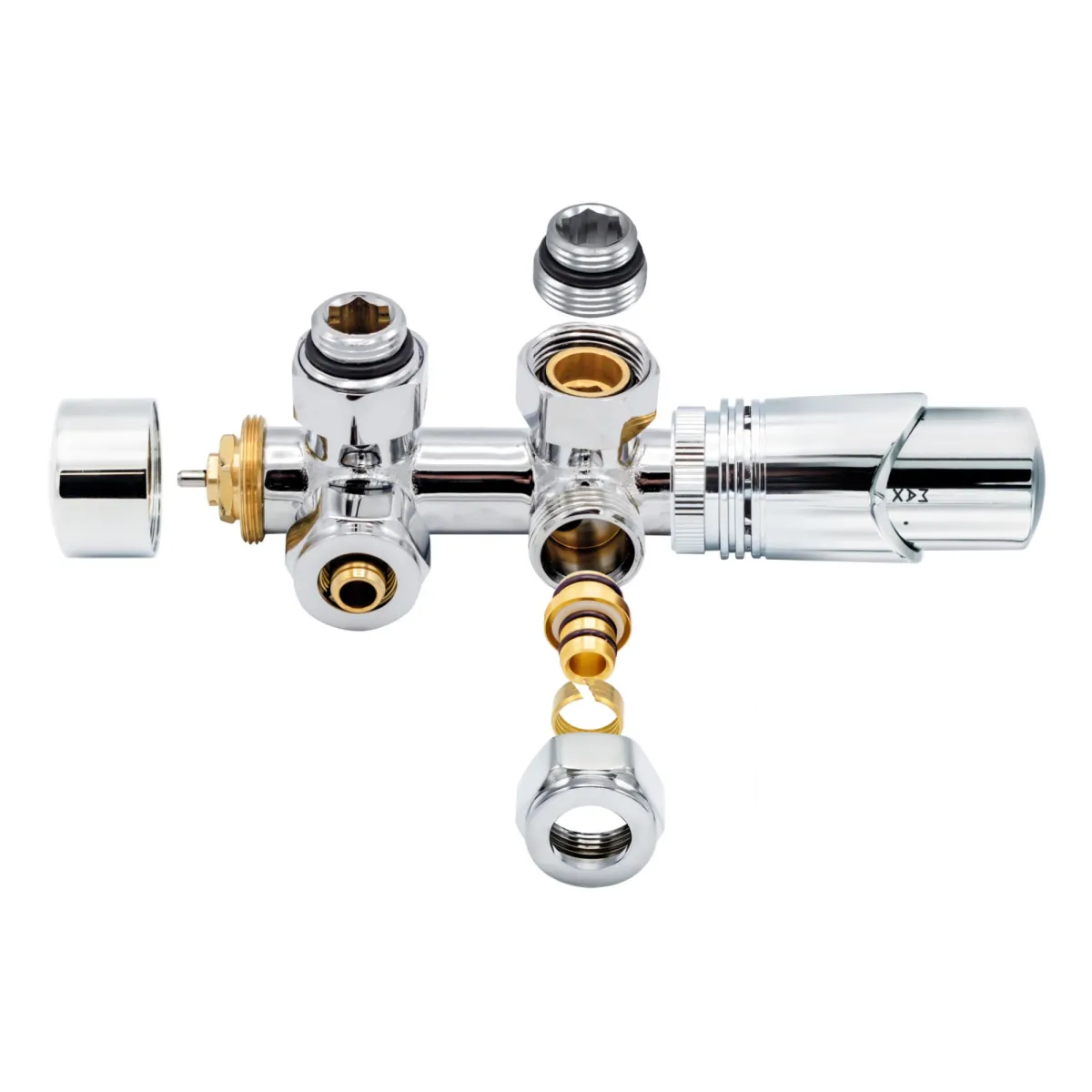 Belrad - Radiator middenaansluitset - Naar wand - Chroom