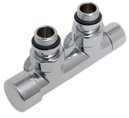 DRL - OVUS Design H-onderblok - 2x½” - hoh 50 mm - haaks - handknop links ( thermostatisch voorbereid) - Chroom