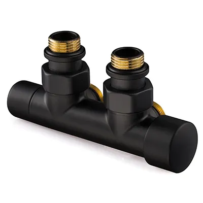 DRL - OVUS Design H-onderblok - 2x½” - 50 mm haaks - knop rechts (thermostatisch voorbereid) - Mat zwart