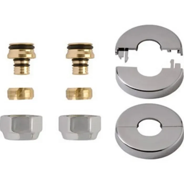 DRL - Aansluitset Ovus met 2 koppelingen t.b.v. 16x2mm AKB + rozetten chroom