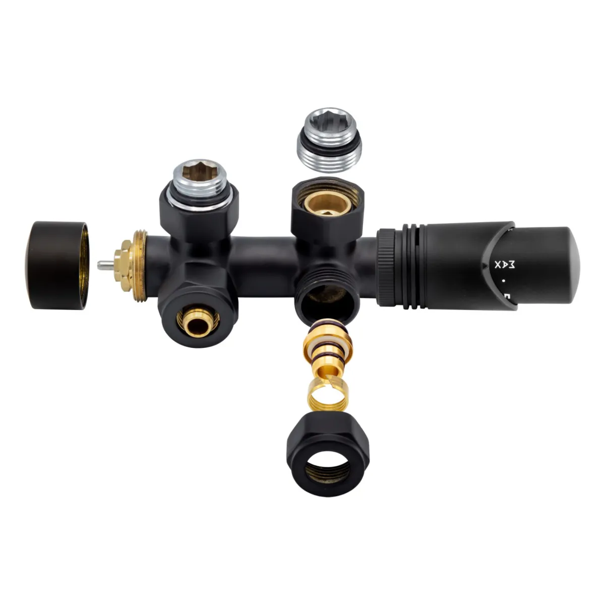 Belrad - Radiator middenaansluitset - Naar wand - Zwart