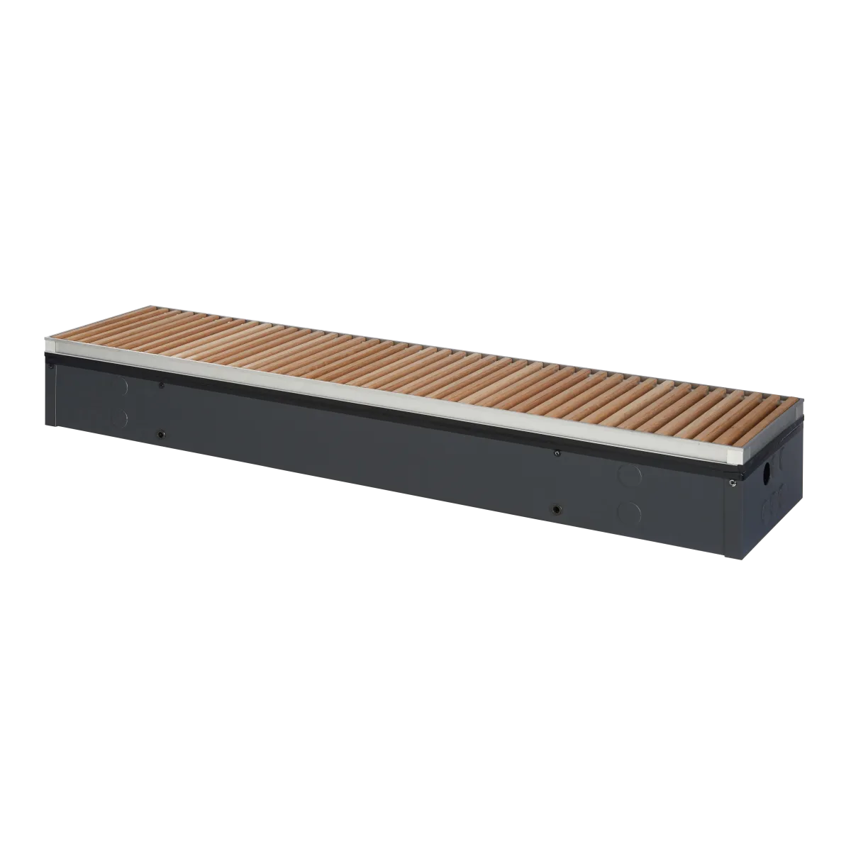 Jaga - Mini Canal Hybrid met inlegraam en houten eik gevernist oprolbaar rooster - 260x2100mm - 3636 Watt - met voeding