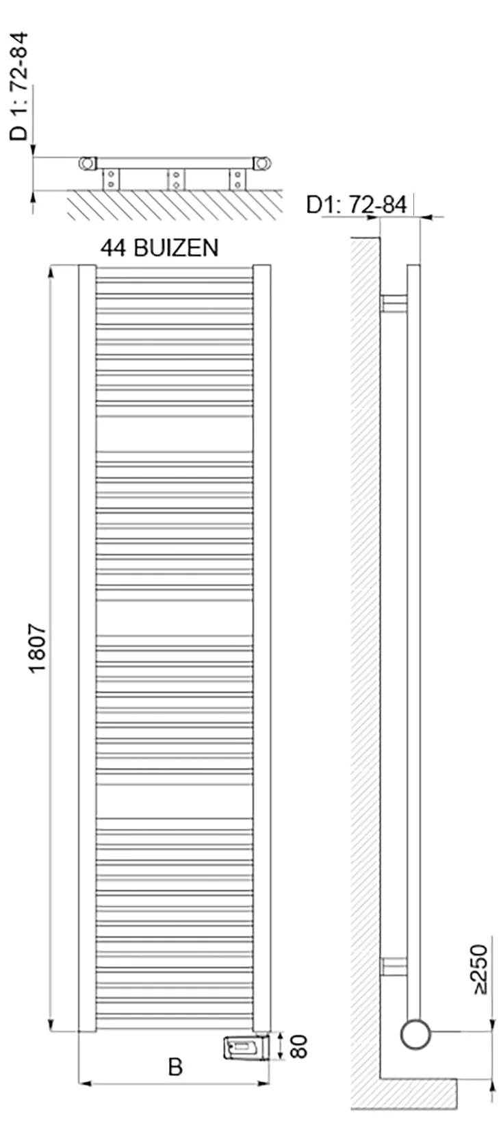 DRL - Claudia E-Comfort Remote - 1807x400mm - 900 Watt - Wit