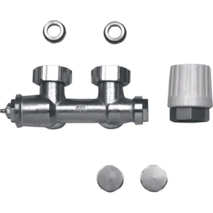 Brugman- Radiator aansluitcombinatie - Multiblok M30 haaks + handknop - Wit