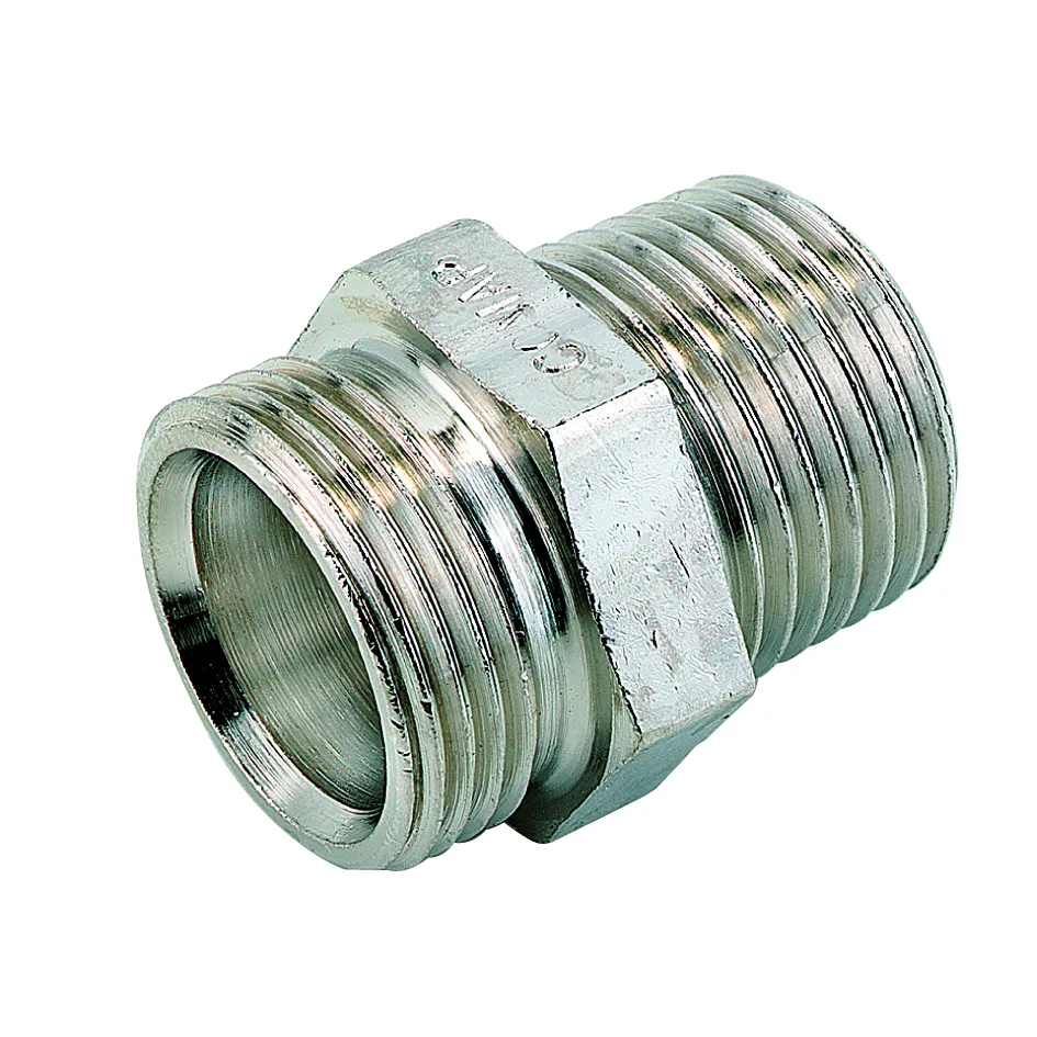COMAP - Verloopnippel - messing vernikkeld - M22 uitw.  x 1/2" - conisch uitw.