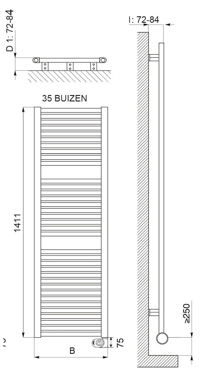 DRL - Claudia E-Comfort Mat Zwart - 1411x600mm - 900 Watt -