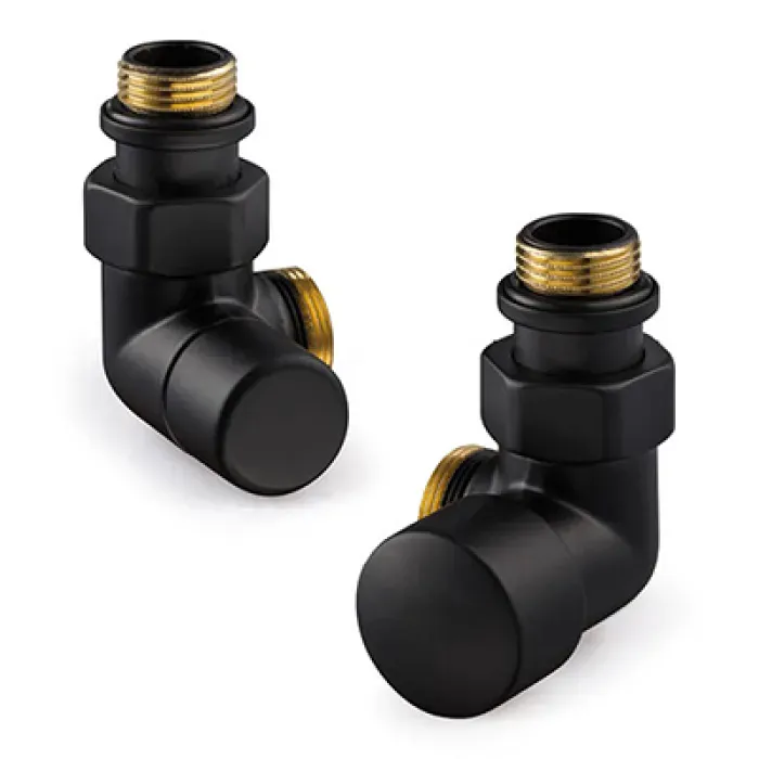 DRL - OVUS Designkraanset dubbel haaks rechts ½“ (therm.voorbereid) + voetventiel 1/2" dubbel haaks links - mat zwart
