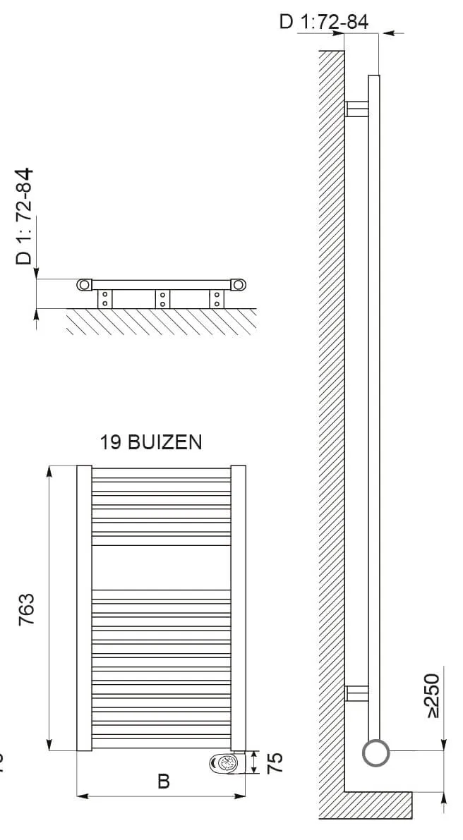 DRL - Claudia E-Comfort Mat Zwart - 763x400mm - 400 Watt - Zwart