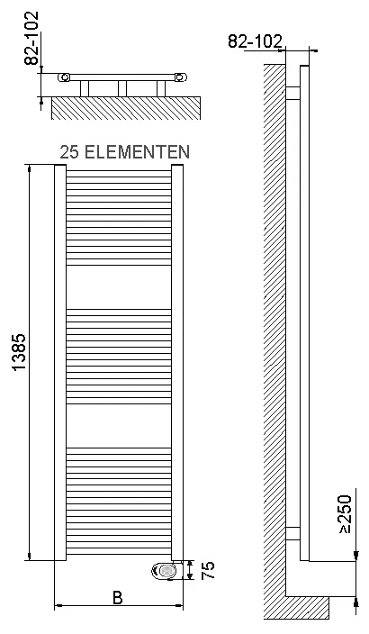 DRL - Lisa E -Comfort - 1385x500mm - 700 Watt - Wit -  Snoer 1.2m