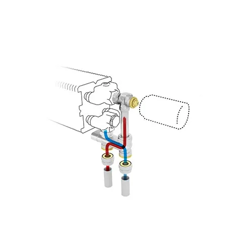 Jaga - Aansluitset 182 met Jaga Deco Thermostaatkop Wit (AW) - 2 Pijps - 16/2 - Naar vloer
