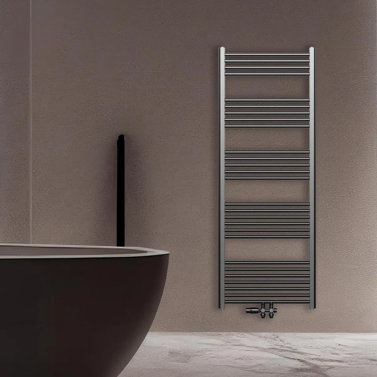Belrad - Handdoekradiator - Middenaansluiting - 1200x600mm - 414 Watt - Gunmetal Grijs
