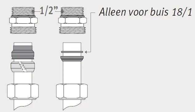 Jaga - Klemkoppeling voor Staal/koper buis - M24 x 1,5x15/1