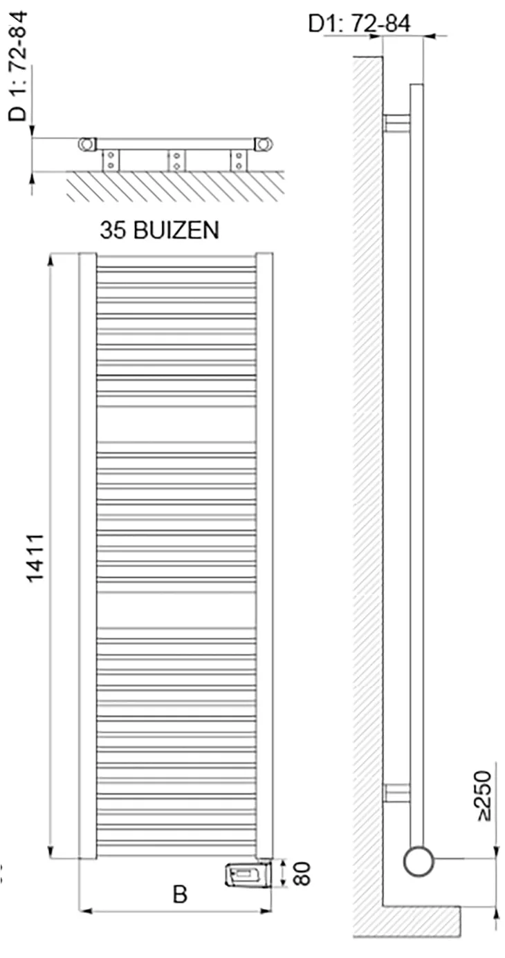 DRL - Claudia E-Comfort Remote - 1411x500mm - 900 Watt - Wit