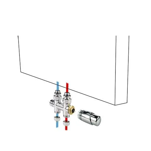 Jaga - Aansluitset 42 met Jaga Deco Thermostaatkop Chroom (AC) voor Staal/Koper buis - 15/1 - Naar vloer Jaga - Aansluitset 42 met Jaga Deco Thermostaatkop Chroom (AC) voor Staal/Koper buis - 15/1 - Naar vloer