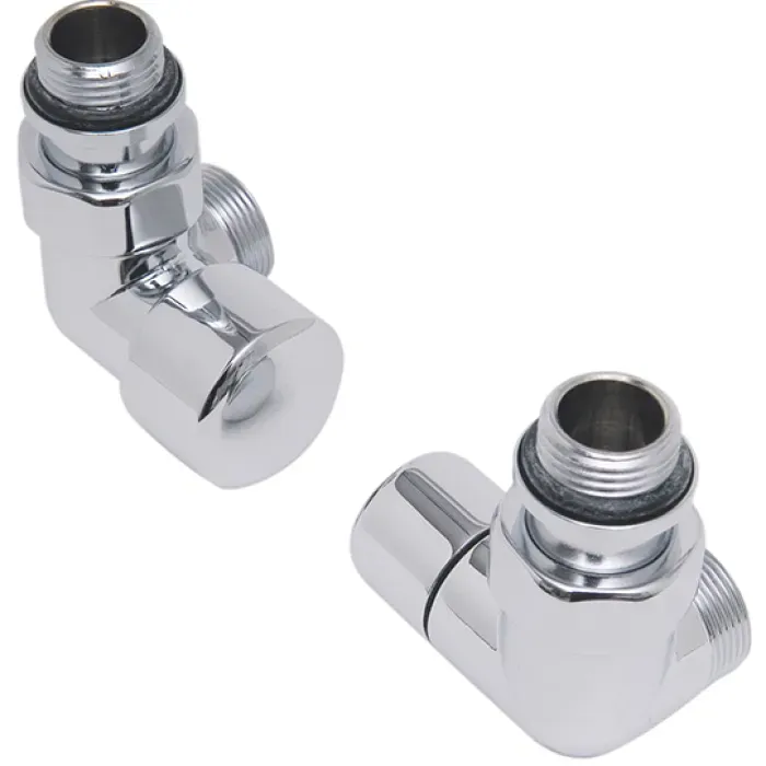 DRL - Designkraanset OVUS dubbel haaks links ½“ (therm.voorbereid) + voetventiel 1/2" dubbel haaks rechts - Chroom