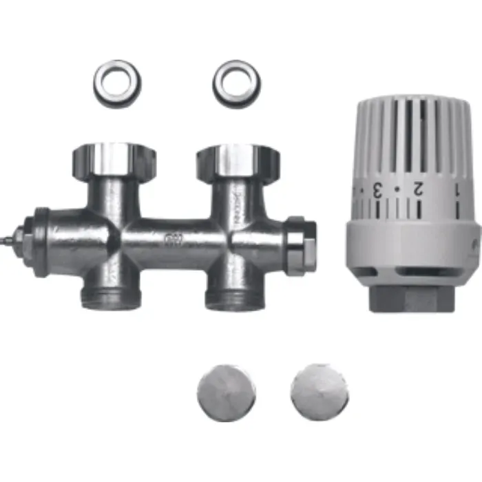 Brugman- Radiator aansluitcombinatie - Multiblok M30 recht + thermostaat - Wit