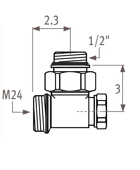 Jaga - Regelafsluiter M24 90° 2-Pijps